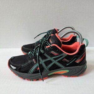 Asics Gel Venture 5 Sneakers Womens 6.5 Black Blue Orange Trail Running Shoes
